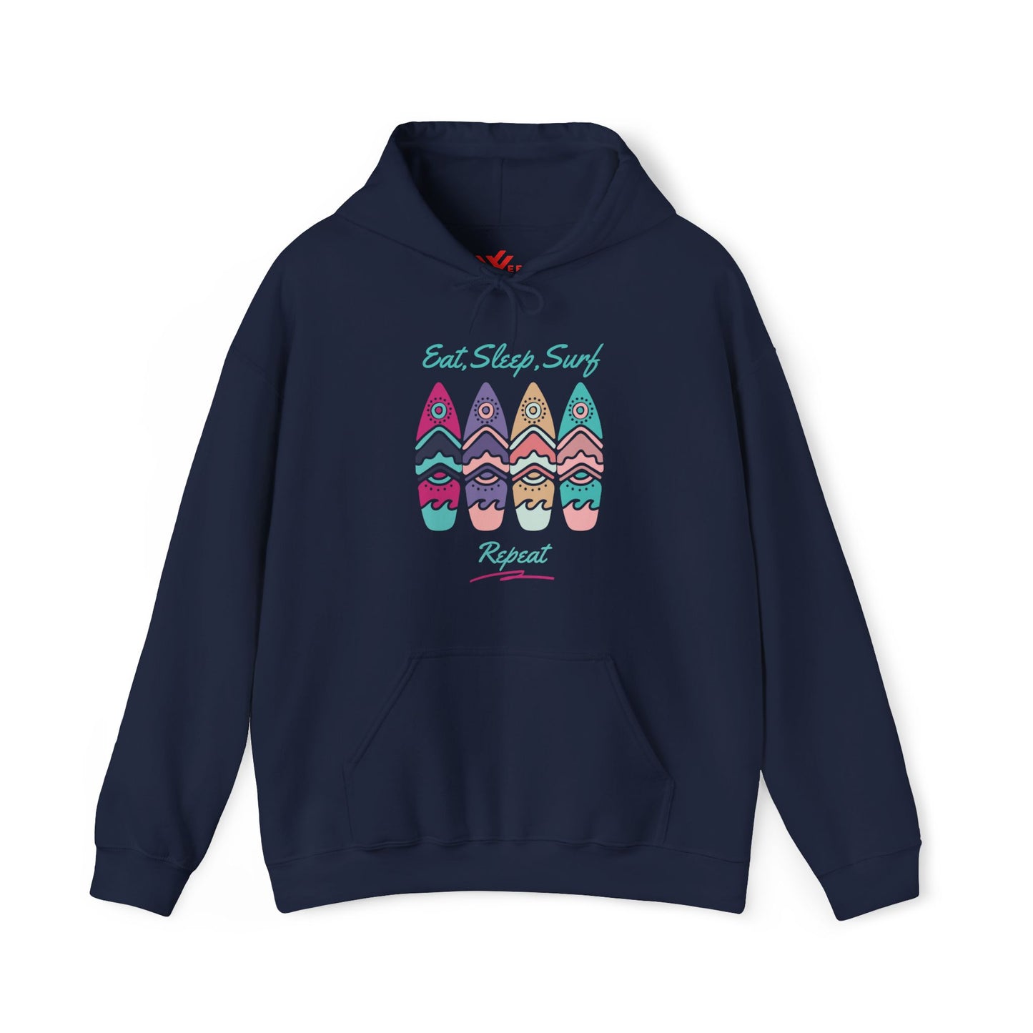 Eat, Sleep, Surf and Repeat, Surfing Hooded Sweatshirt - Unisex