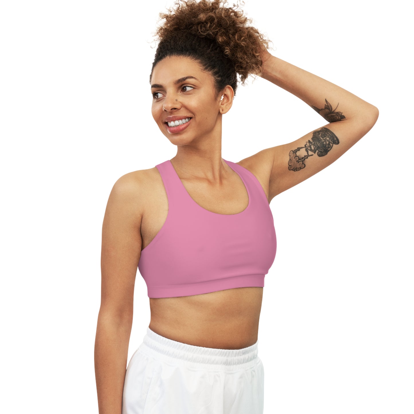 Pink Mauve Stylish Seamless Sports Bra Almond for Fitness, Workout, Yoga, Gym