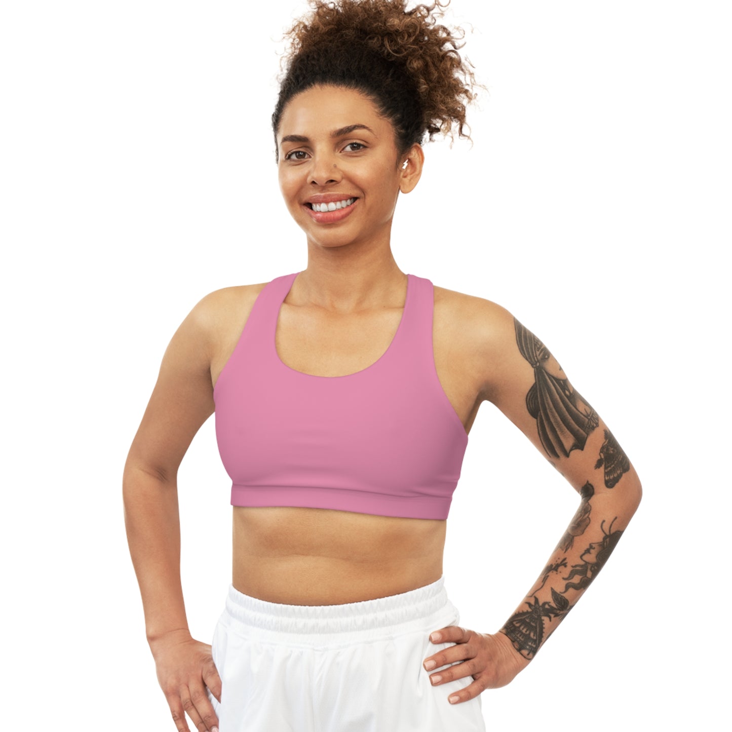 Pink Mauve Stylish Seamless Sports Bra Almond for Fitness, Workout, Yoga, Gym