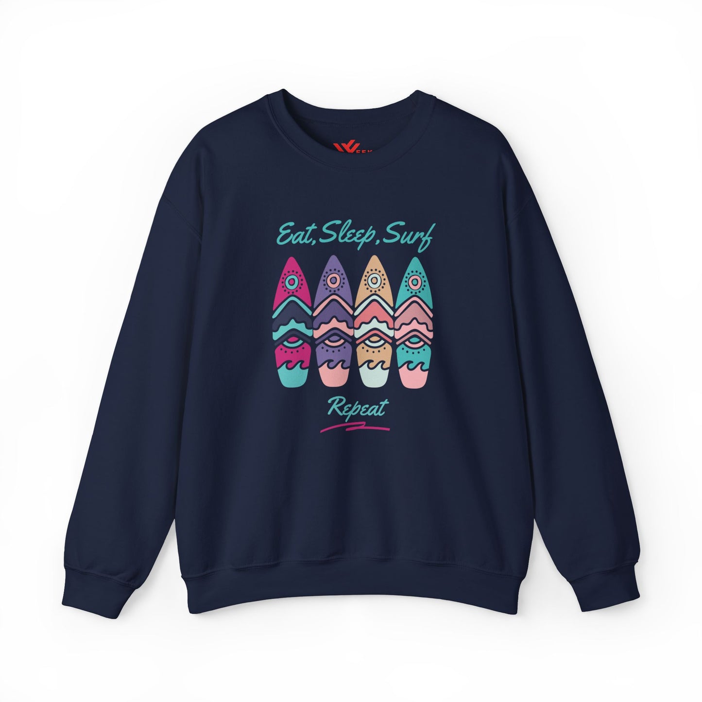 Eat, Sleep, Surf and Repeat, Surfing Sweatshirt - Unisex