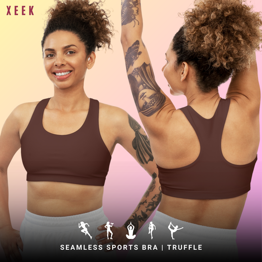 Truffle Stylish Seamless Sports Bra Almond for Fitness, Workout, Yoga, Gym