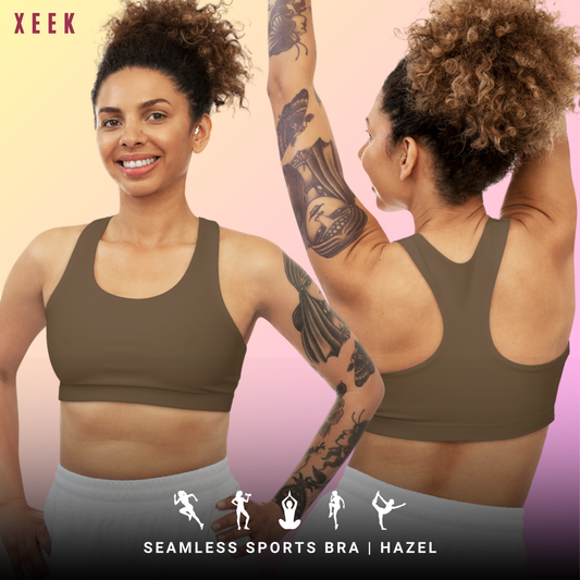 Hazel Stylish Seamless Sports Bra Almond for Fitness, Workout, Yoga, Gym