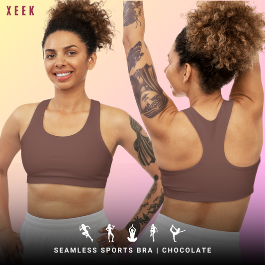 Chocolate Stylish Seamless Sports Bra for Fitness, Workout, Yoga, Gym