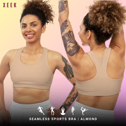 Almond Stylish Seamless Sports Bra for Fitness, Workout, Yoga, Gym