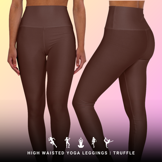 Truffle High Waisted Yoga Leggings for Women - Workout Pants for Gym, Running, Fitness, Yoga, and Everyday Casual Wear