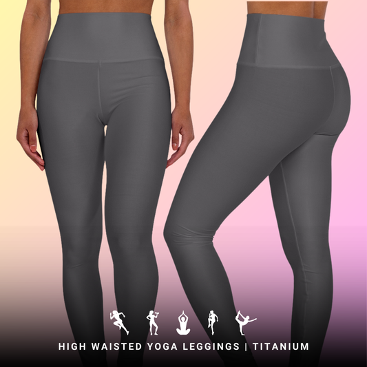 Titanium High Waisted Yoga Leggings for Women - Workout Pants for Gym, Running, Fitness, Yoga, and Everyday Casual Wear