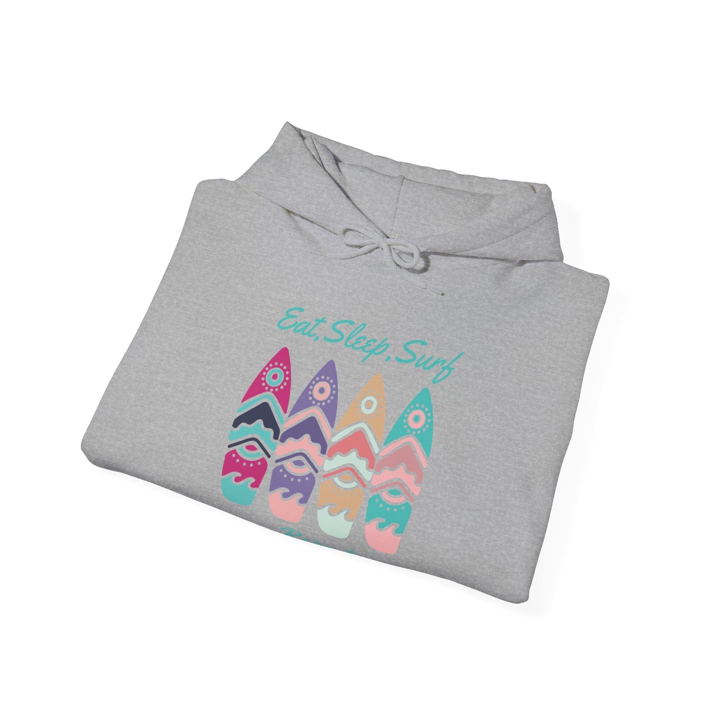 Eat, Sleep, Surf and Repeat, Surfing Hooded Sweatshirt - Unisex