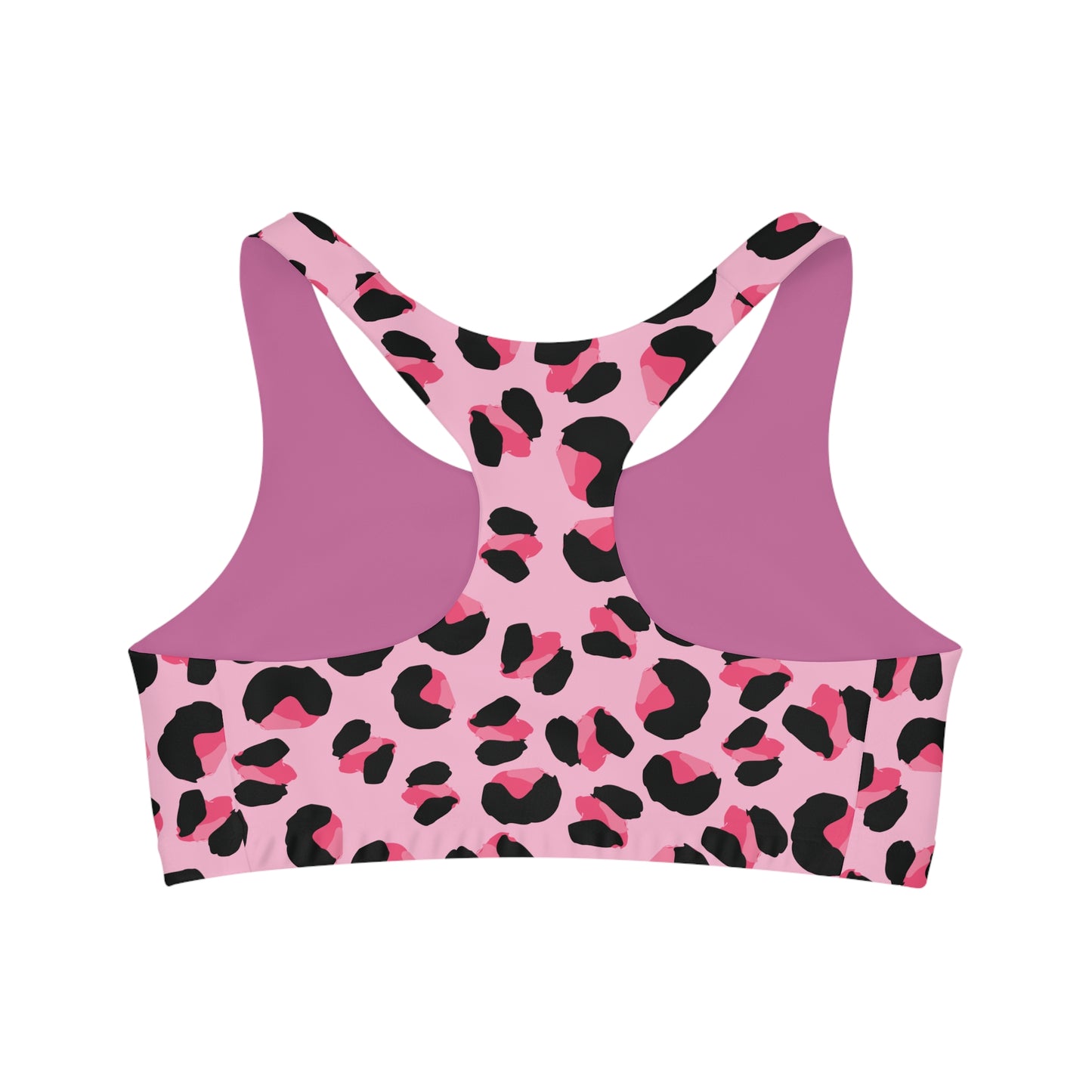 Pink Leopard Print Seamless Sports Bra for Fitness, Workout Bra, Yoga bra, Gym Bra