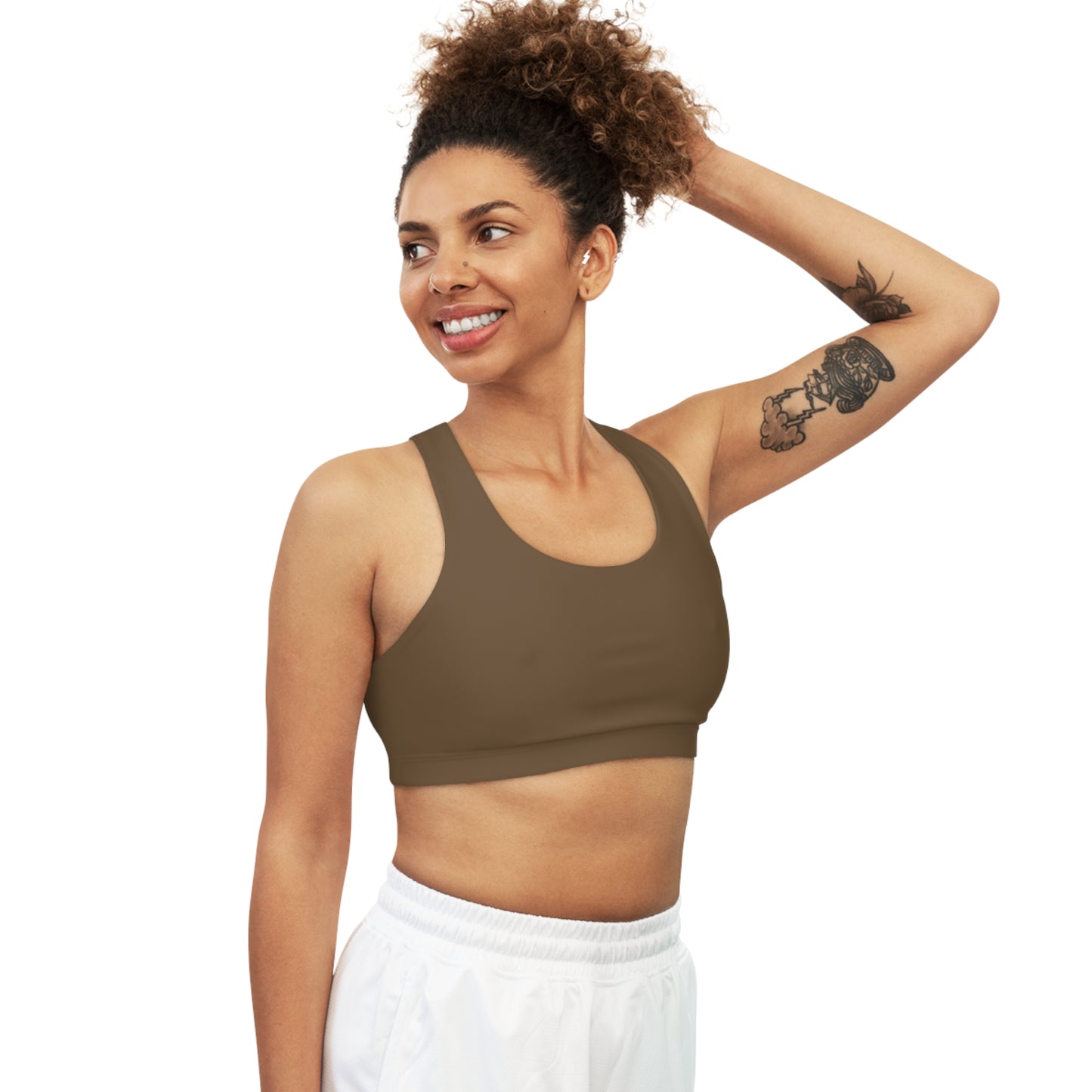 Hazel Stylish Seamless Sports Bra Almond for Fitness, Workout, Yoga, Gym