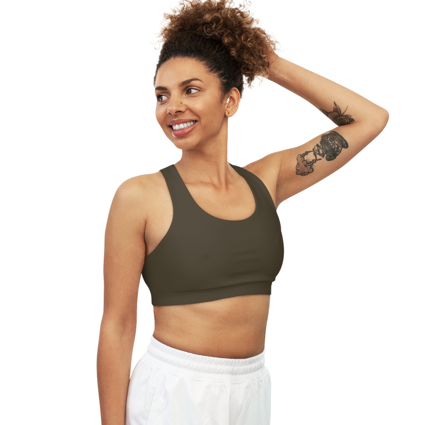 Luxury Green Stylish Seamless Sports Bra Almond for Fitness, Workout, Yoga, Gym