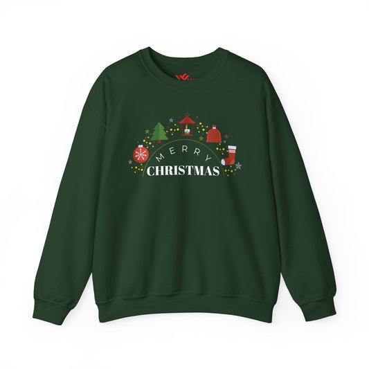 Merry Christmas" Festive Icons Sweatshirt, Cozy Holiday Unisex Top, Xmas Apparel