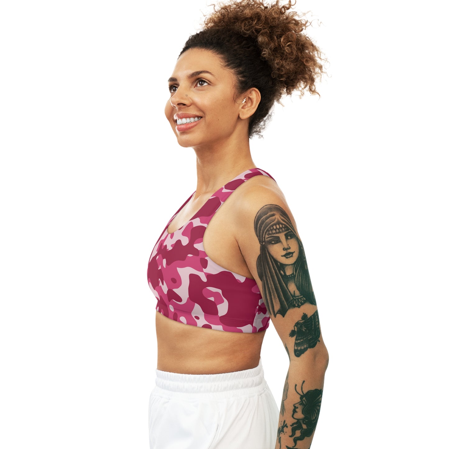 Pink Camouflage Seamless Sports Bra for Fitness, Workout Bra, Yoga bra, Gym Bra