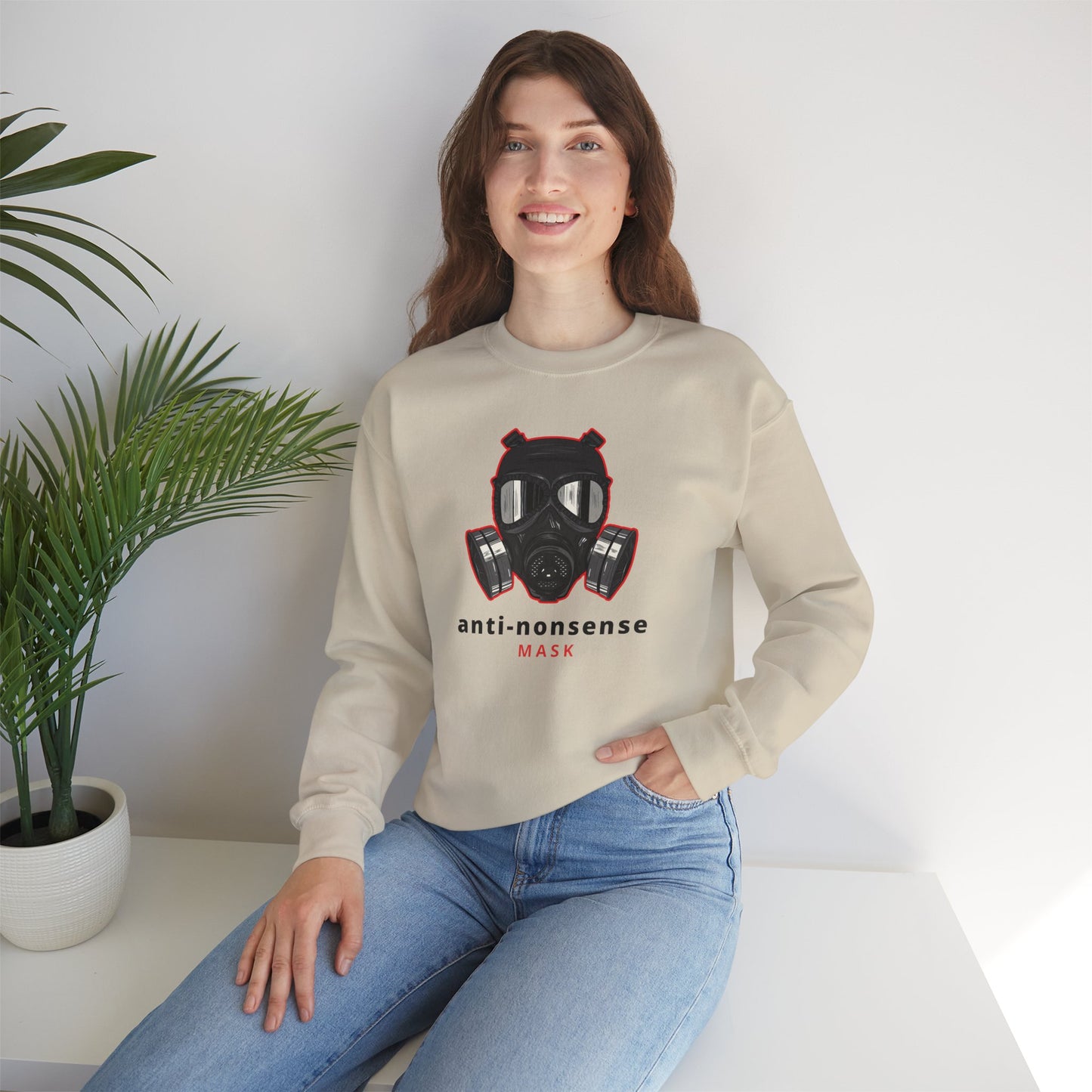 Anti-Nonsense Mask Sweatshirt - Funny Gas Mask Illustration - Anti Social Shirt