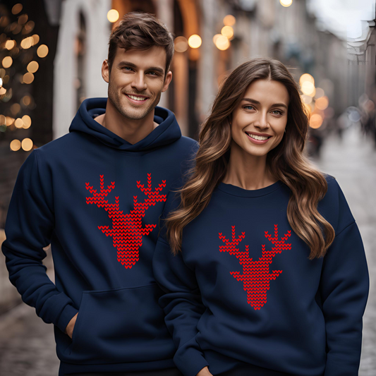 Reindeer Design Christmas Sweatshirt, Holiday Apparel, Cozy Xmas Gift