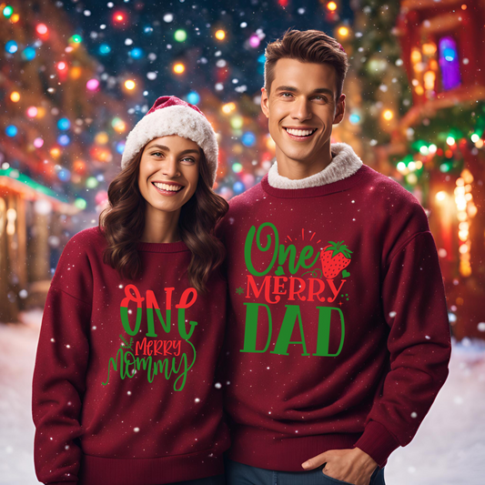 One Merry Dad Christmas Sweatshirt, Holiday Gift for Dads, Xmas Apparel